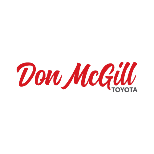 Don McGill Toyota logo in red cursive text on a white background. 