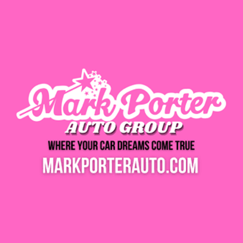Pink logo for Mark Porter Auto Group with text 